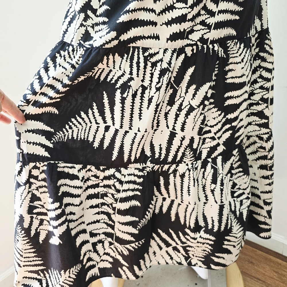 Flora Bea NYC Romaro Skirt Size S Midi Floral Fern Print Tiered Pull-On Preppy - Picture 5 of 7